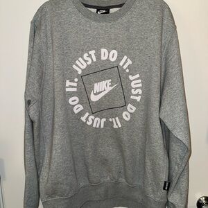 Nike Grey Crewneck Sweatshirt with White 'Just Do It' Logo